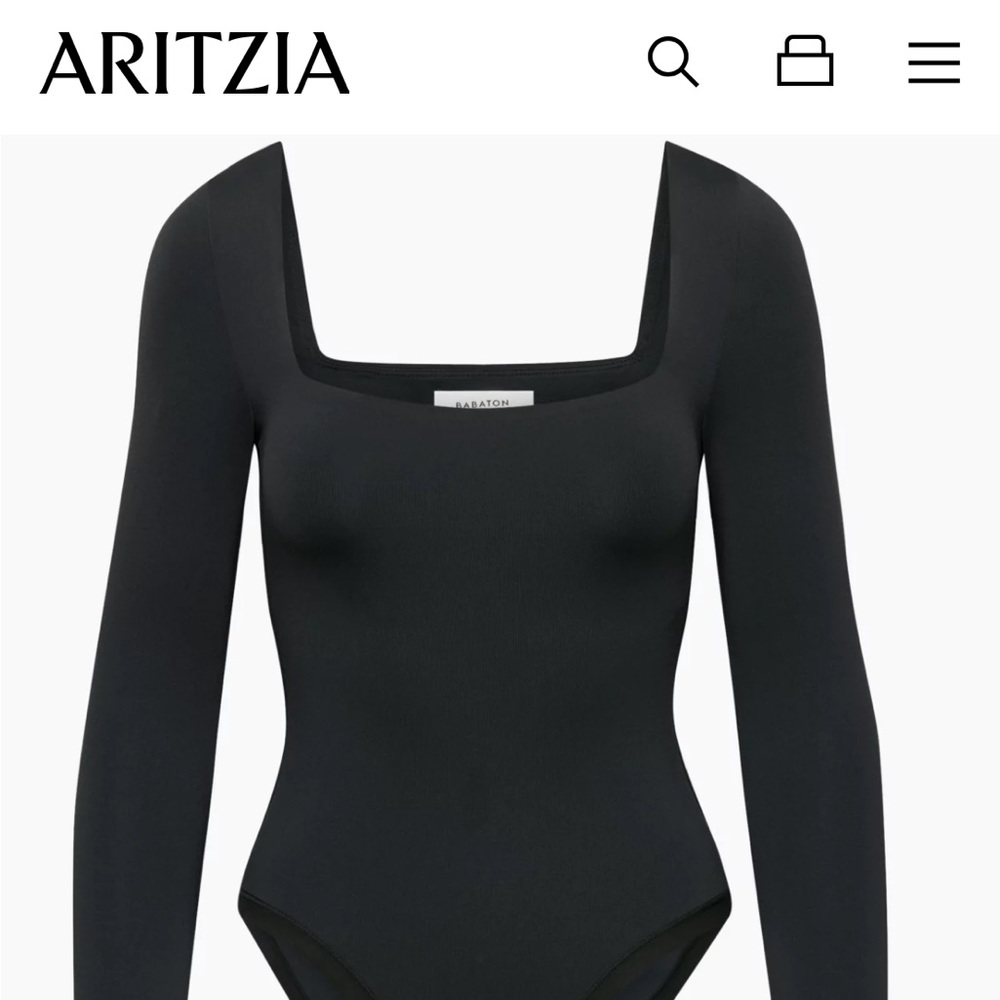 Aritzia Contour Squareneck Longsleeve Babaton Bodysuit - Black